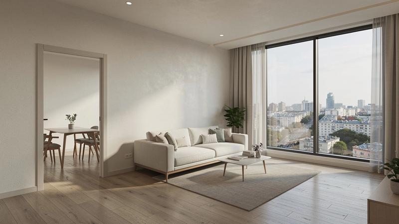 Bright three-room apartment interior in Pechersk, Kyiv